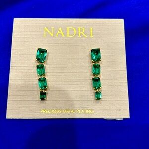 Brand New Nadri EMERALD ISLE GREEN LINEAR EARRINGS
